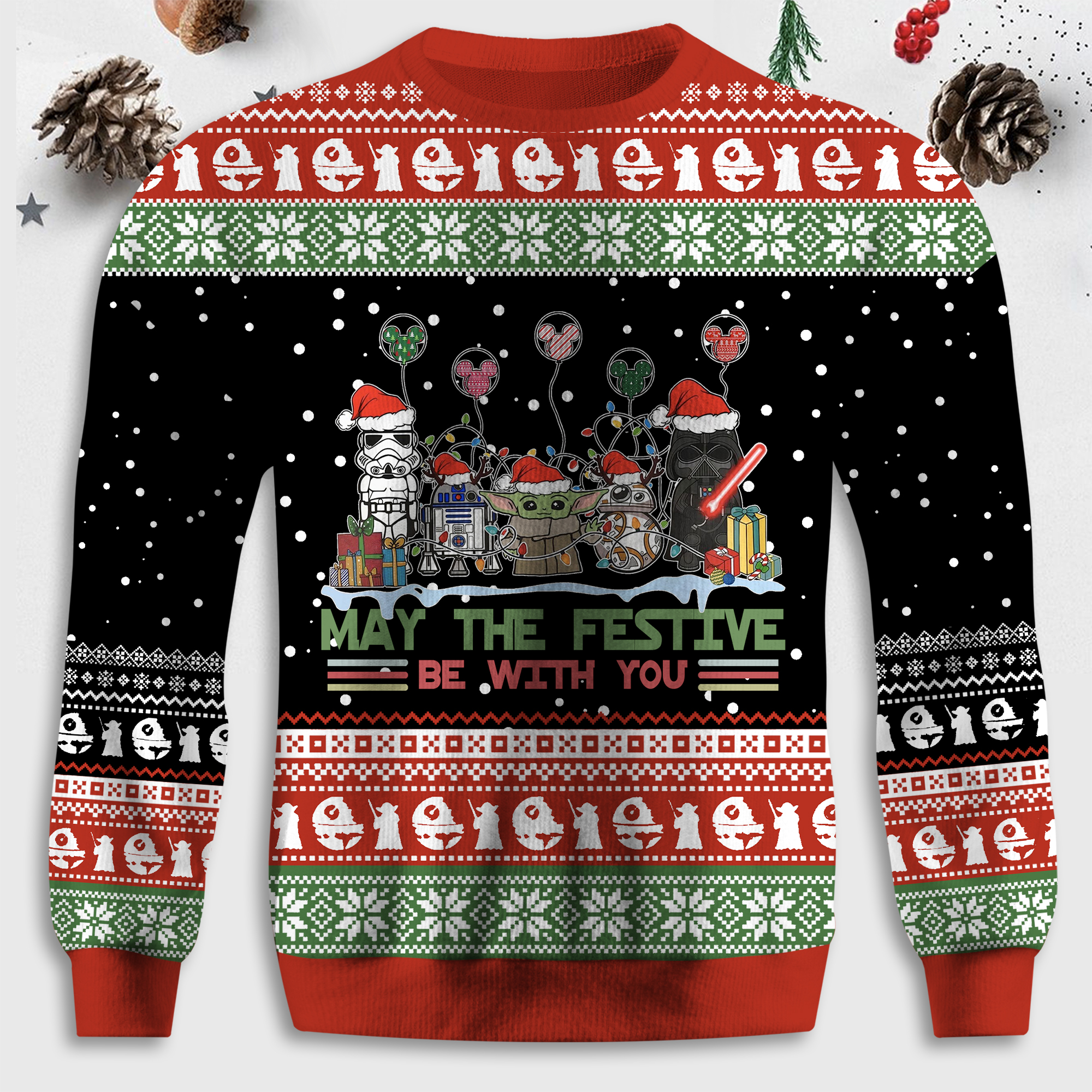 Maturelion Festive Be with You Funny Christmas Ugly Sweater