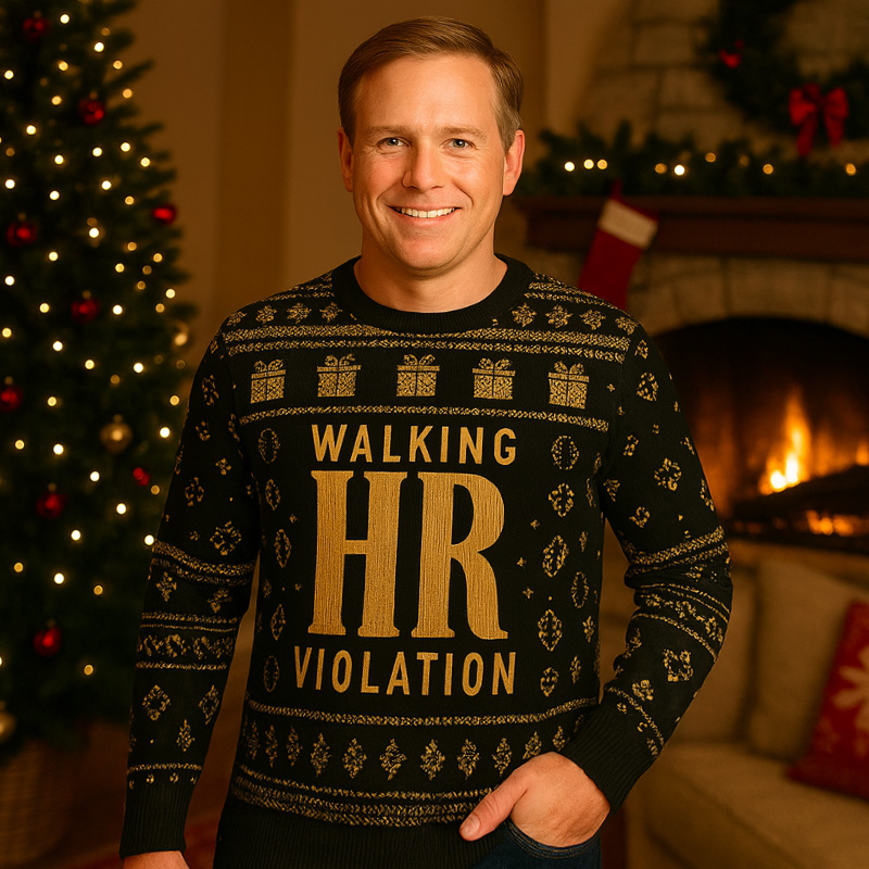 Maturelion Walking HR Violation Ugly Christmas Sweater