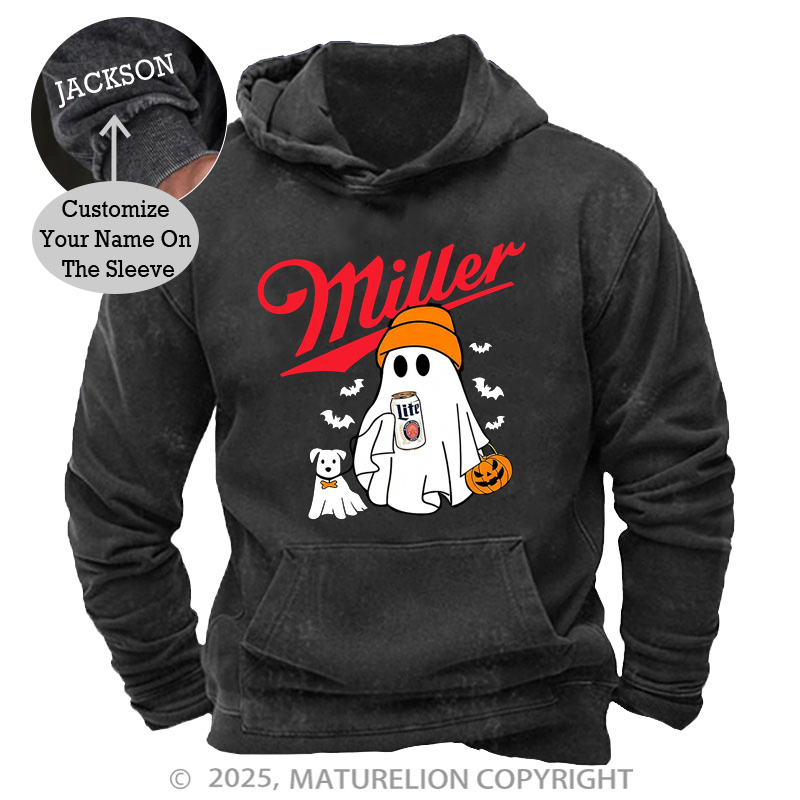 Maturelion Men's Hoodie Miller Beer MLite Washed Hoodie