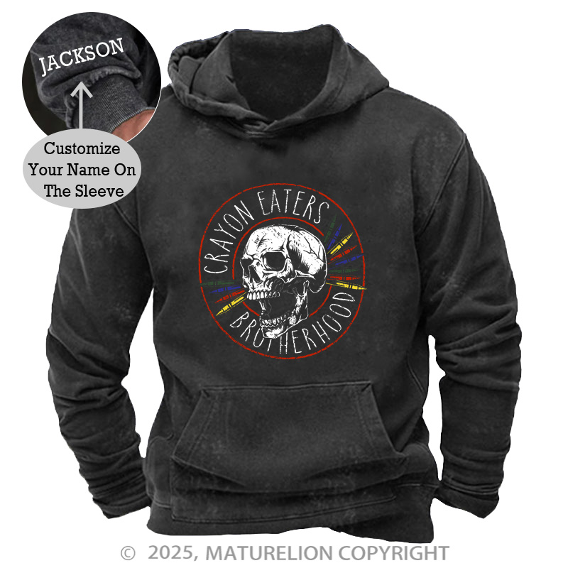Maturelion Men's Hoodie Crayon Eaters Brotherhood Washed Hoodie