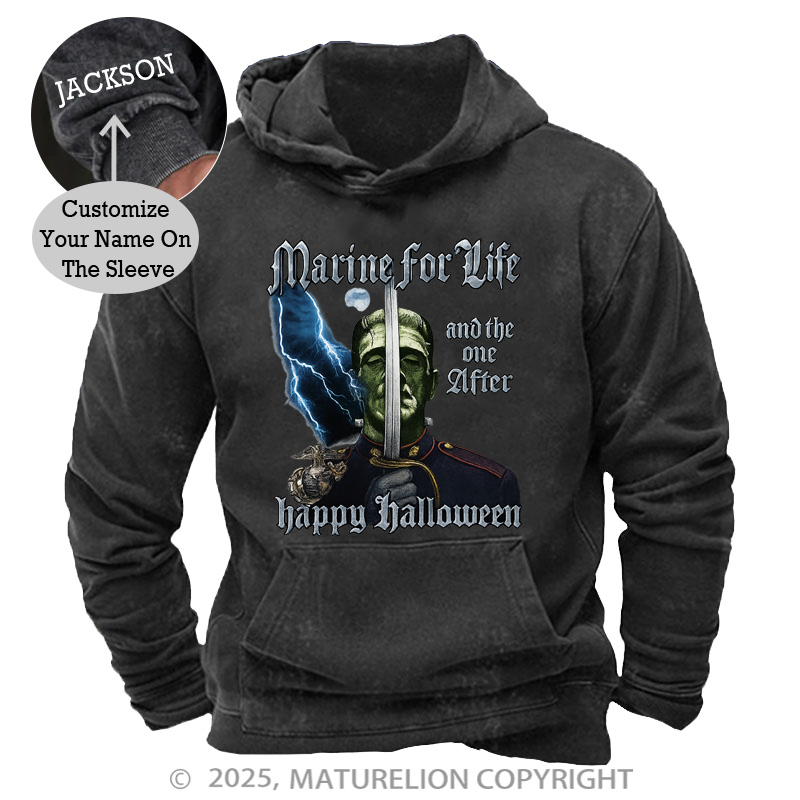 Maturelion Men's Hoodie HALLOWEEN Washed Hoodie
