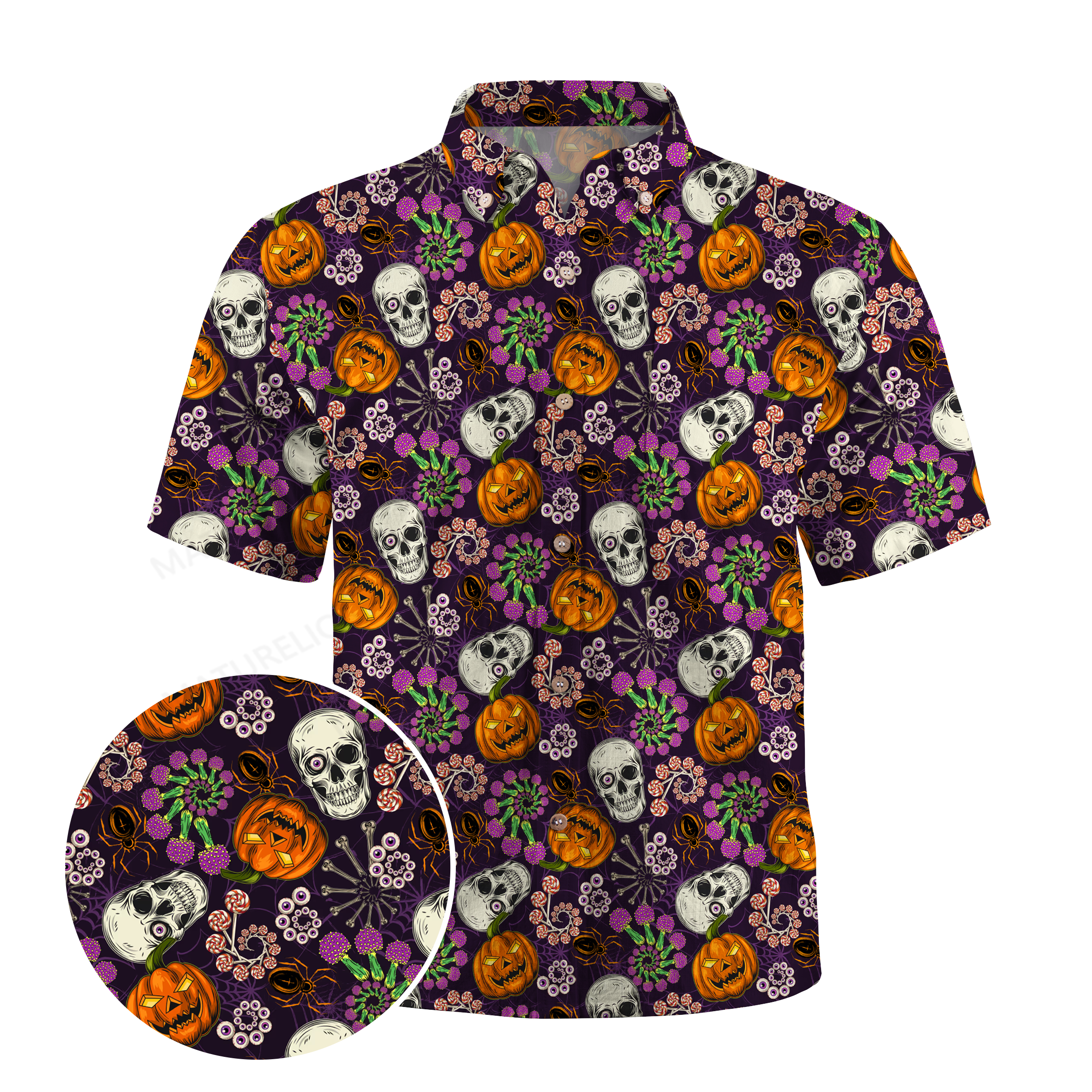 Maturelion Skull Pumpkin Halloween Hawaiian Shirt