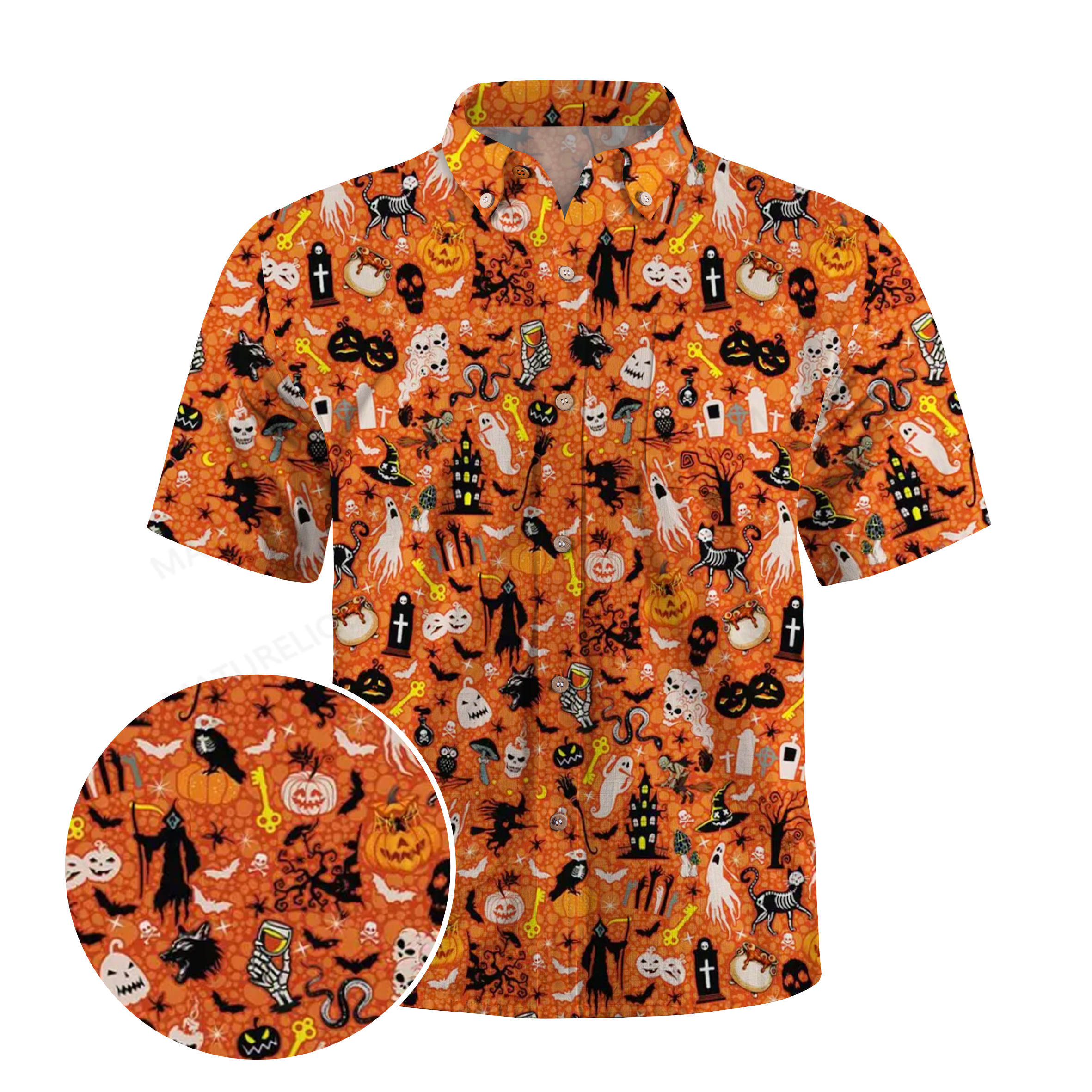 Maturelion Skull Witch Halloween Hawaiian Shirt