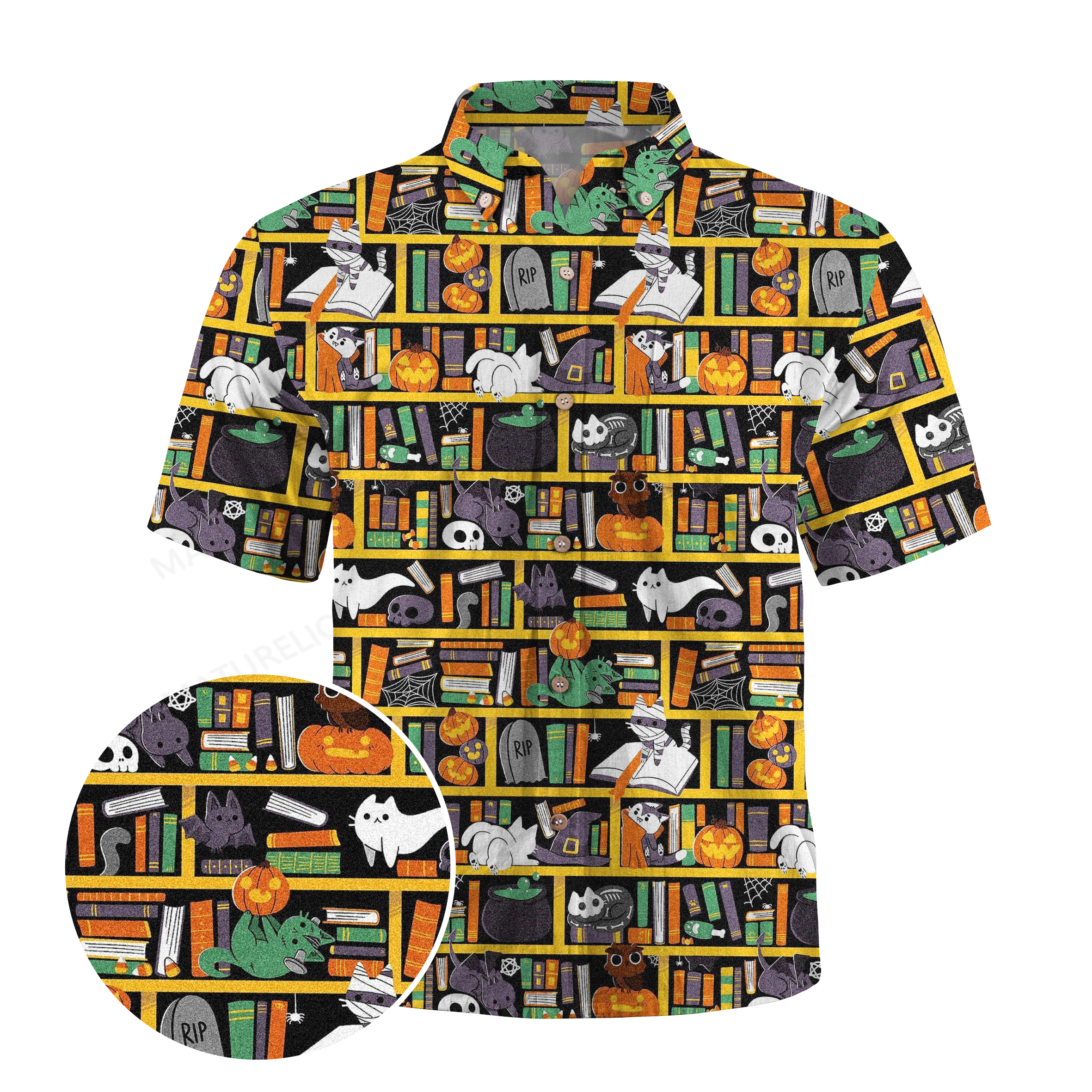 Maturelion Halloween in the Library Hawaiian Shirt