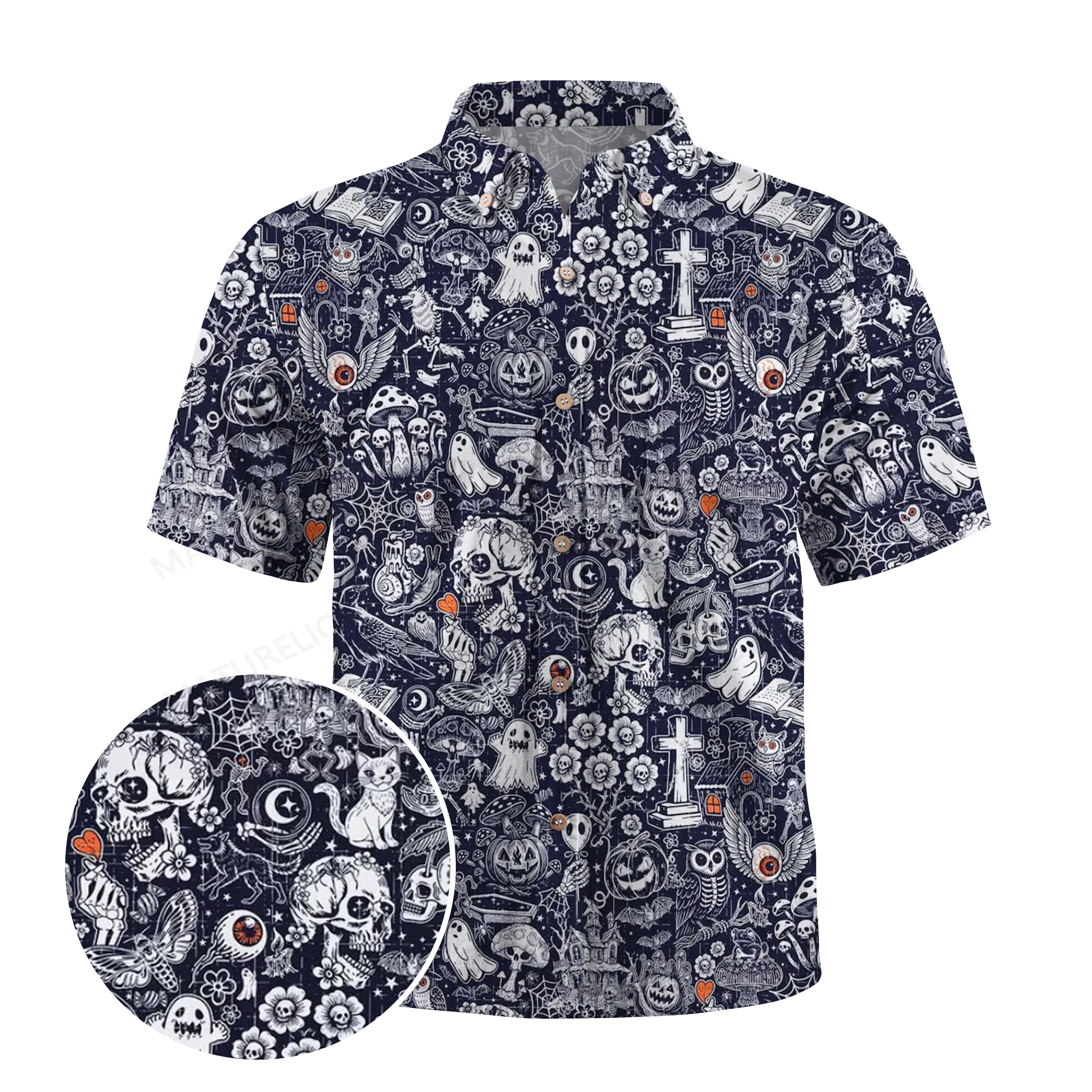 Maturelion For Men Skeleton Halloween Hawaiian Shirt