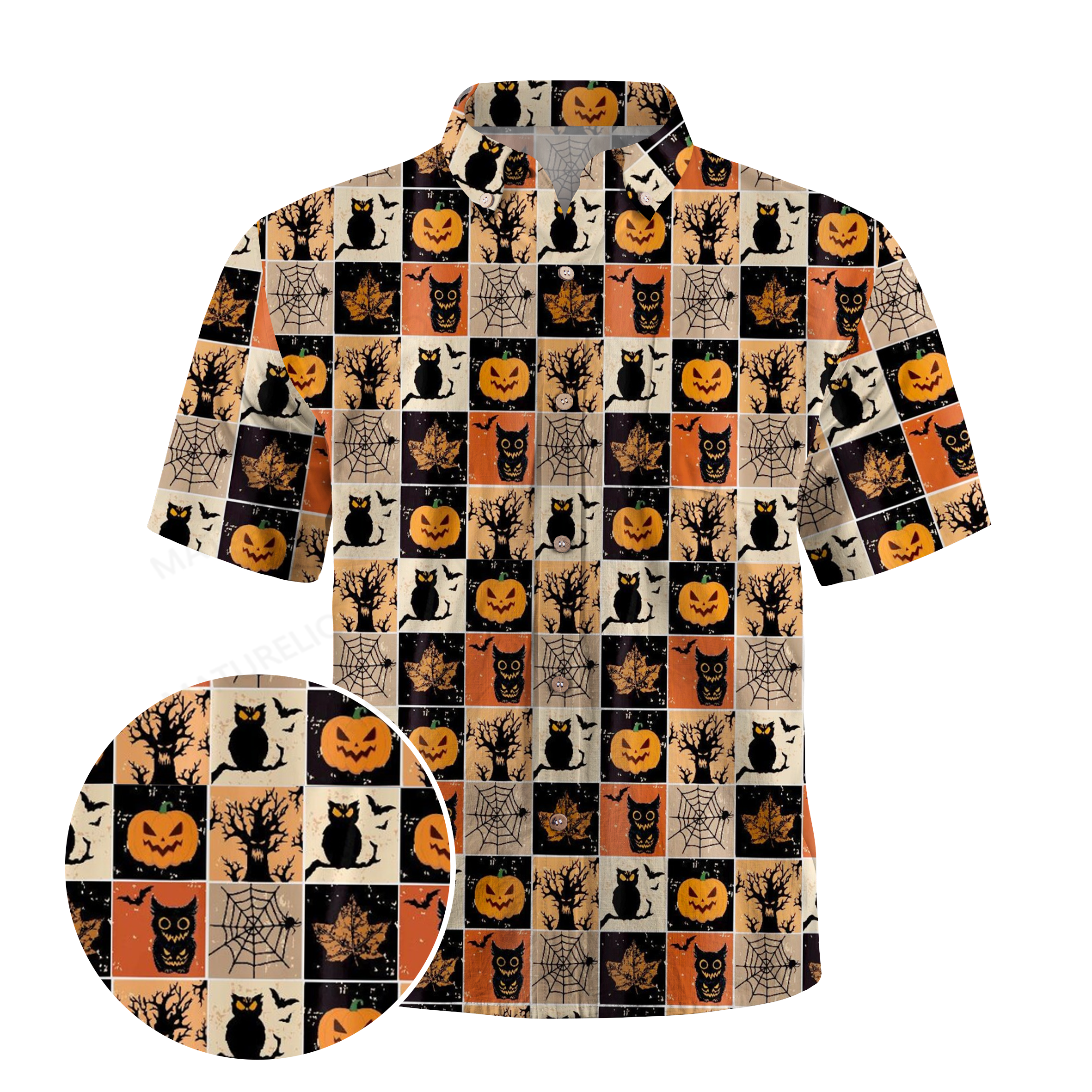Maturelion Funny Halloween Owl Hawaiian Shirt