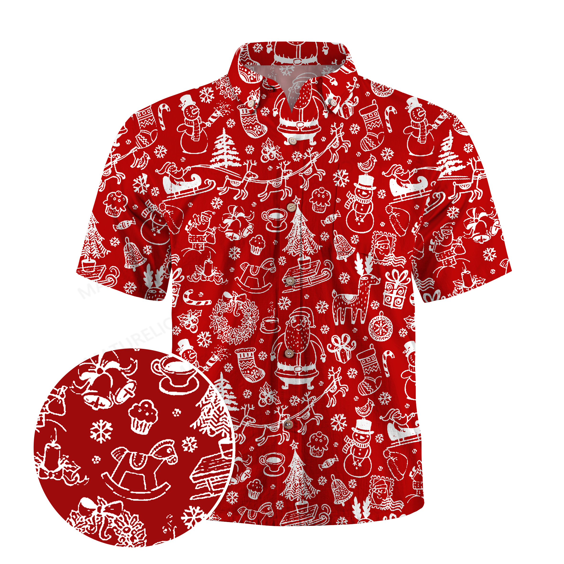 Maturelion Red and White Christmas Funny Hawaiian Shirt