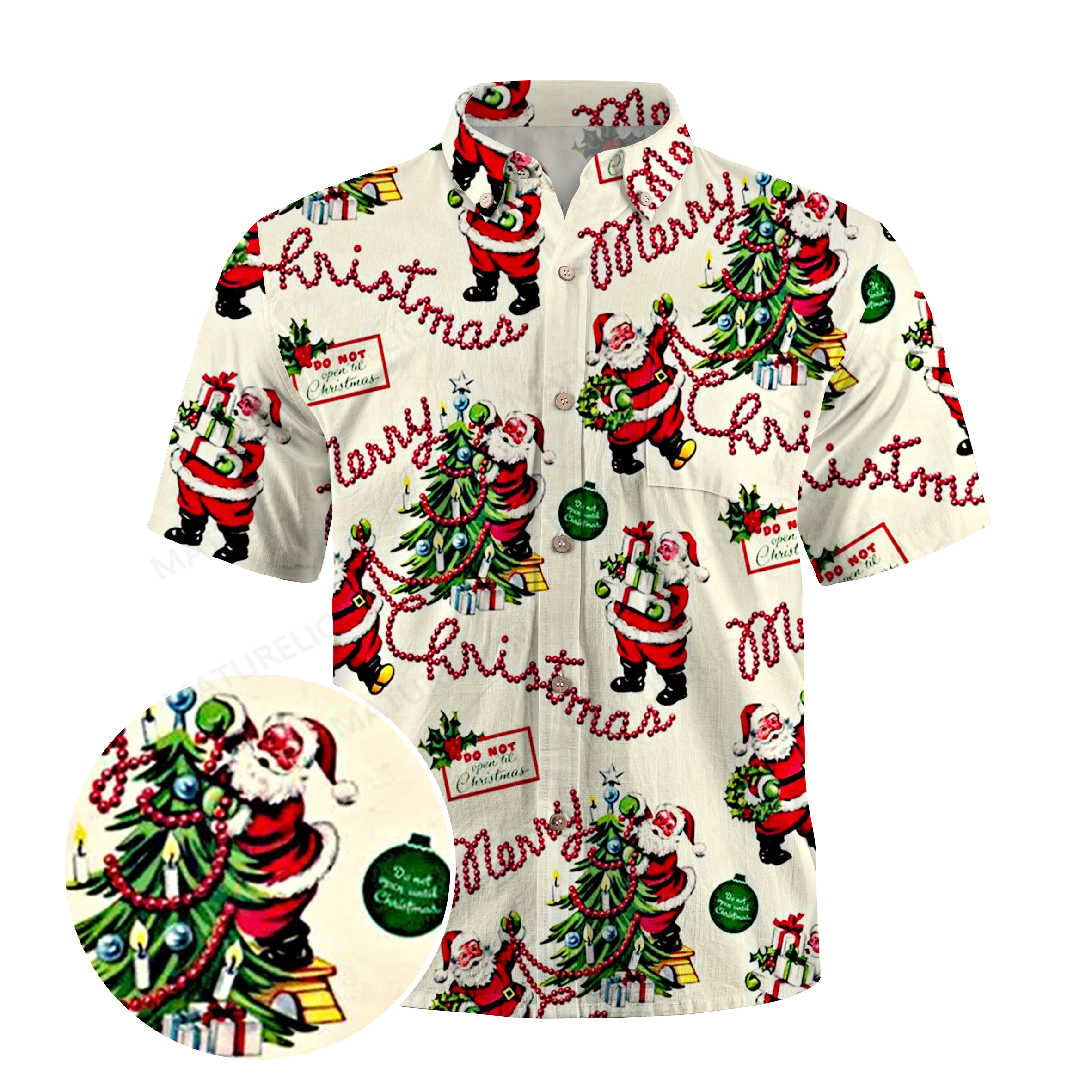 Maturelion Cute Merry Xmas Hawaii Shirt Funny Hawaiian Shirt