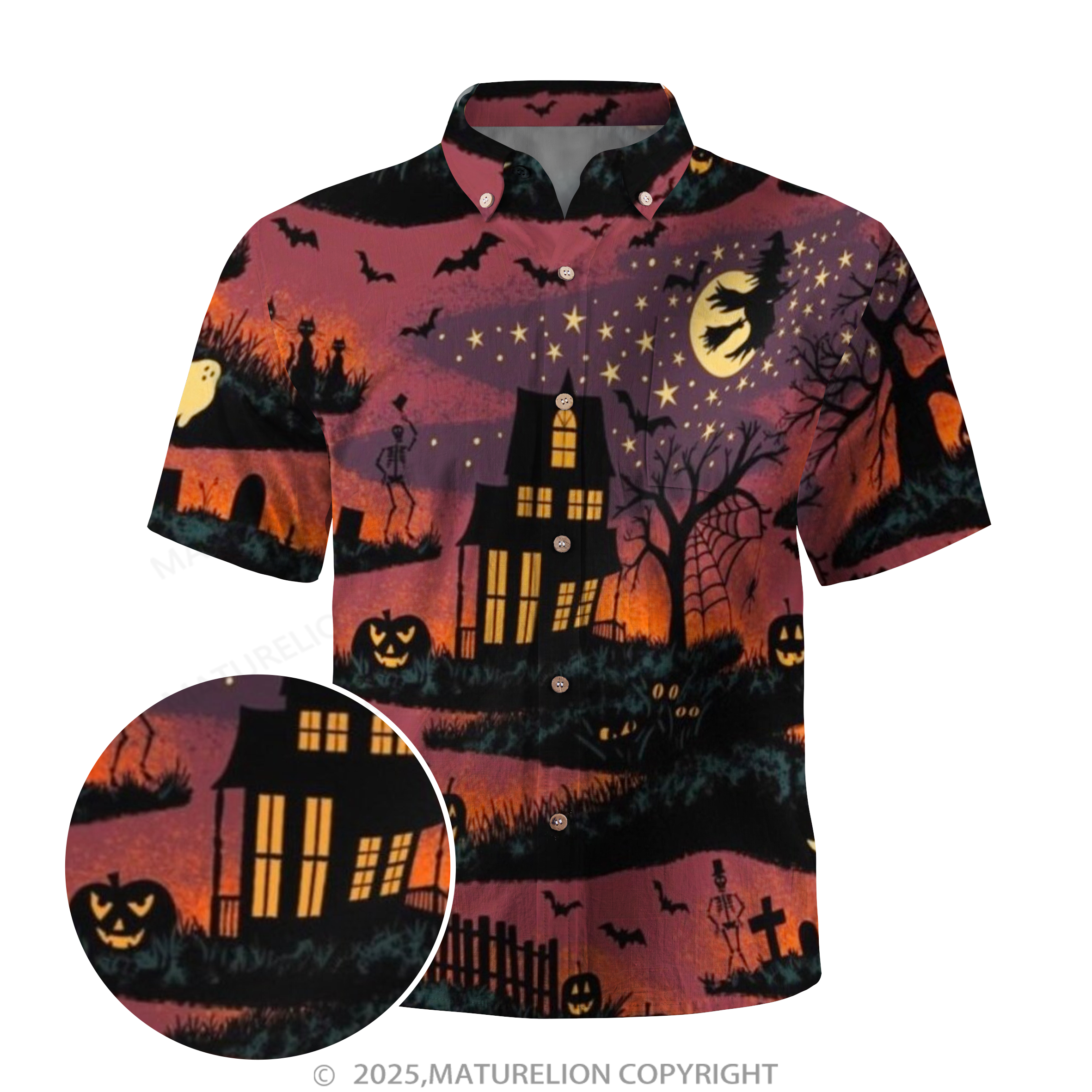 Maturelion Haunted Eve Halloween Hawaiian Shirt