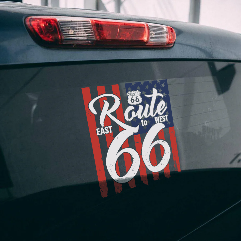 Maturelion East To West Tee Route 66 Funny Car Window Decal