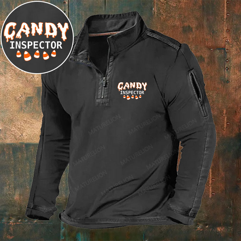 Maturelion Men's Candy Inspector Halloween Henley Shirt
