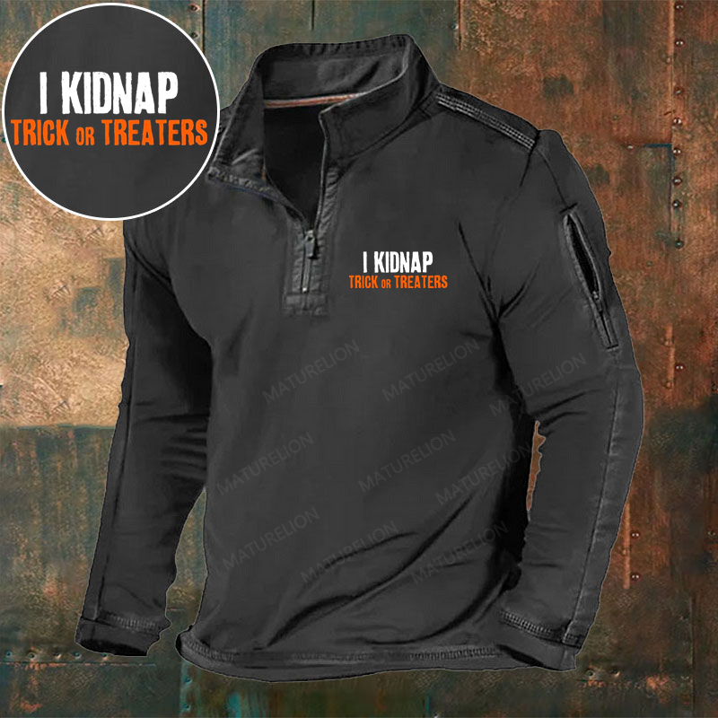 Maturelion Men's I Kidnap Trick Or Treaters Halloween Henley Shirt