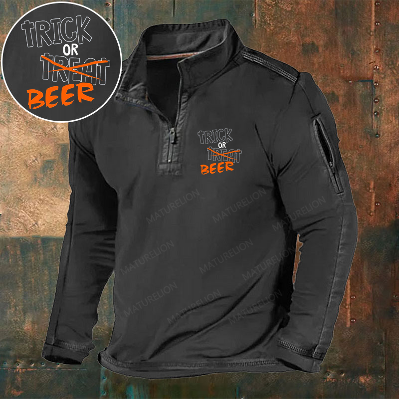 Maturelion Men's Trick Or Beer Halloween Henley Shirt