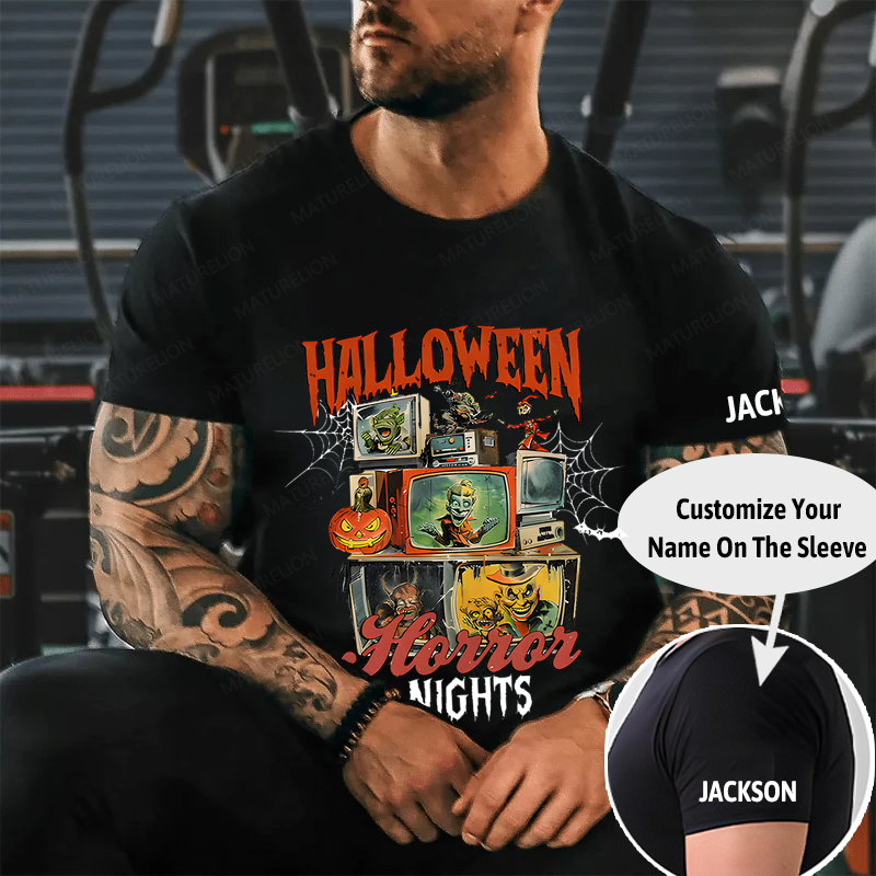 Maturelion Men's T-Shirt Halloween Horror Nights Cotton T-Shirt