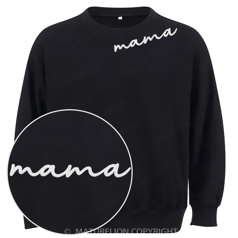 Maturelion Custom Mama Sweatshirt with Kid Name on Sleeve Cotton Sweatshirt