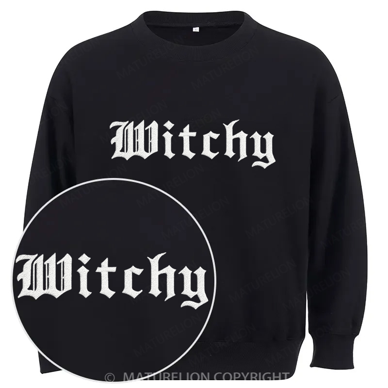 Maturelion Witchy Halloween Sweatshirt Cotton Sweatshirt