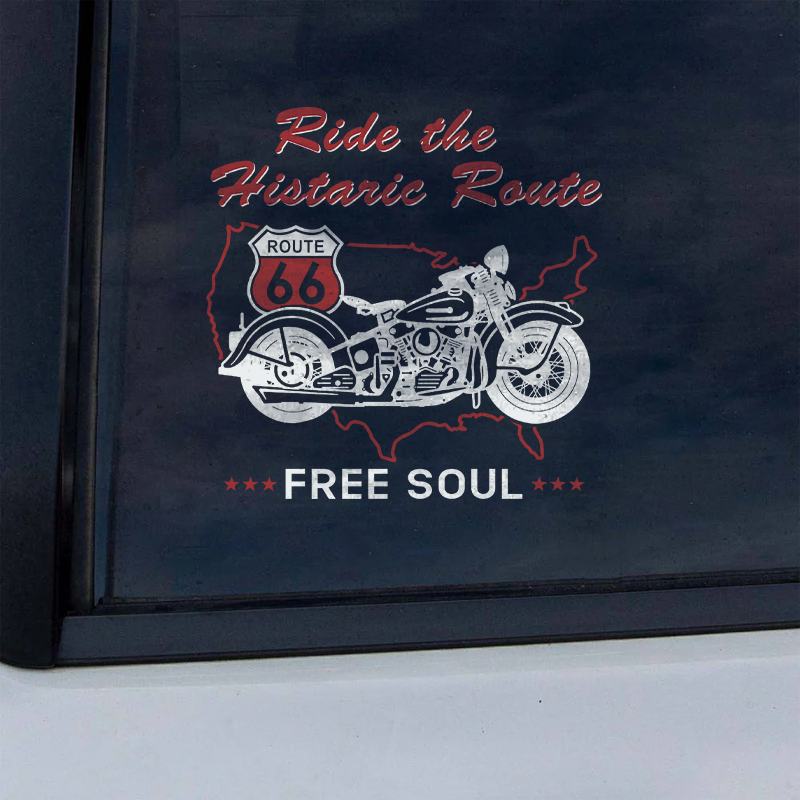 Maturelion East To West Tee Route 66 Funny Car Window Decal