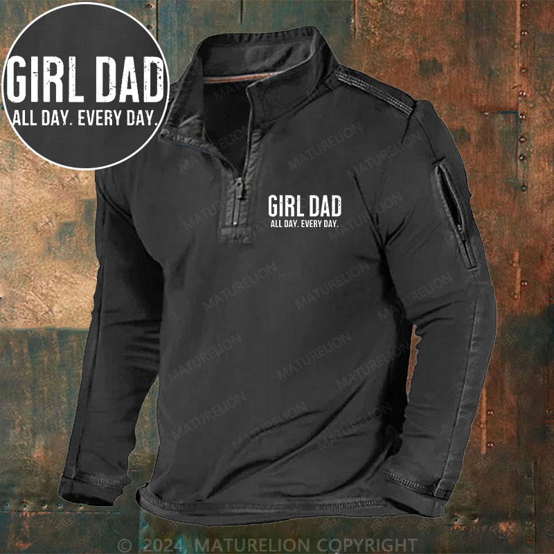 Maturelion Men's Henley Shirt Girl Dad Officially Outnumbered Henley Shirt