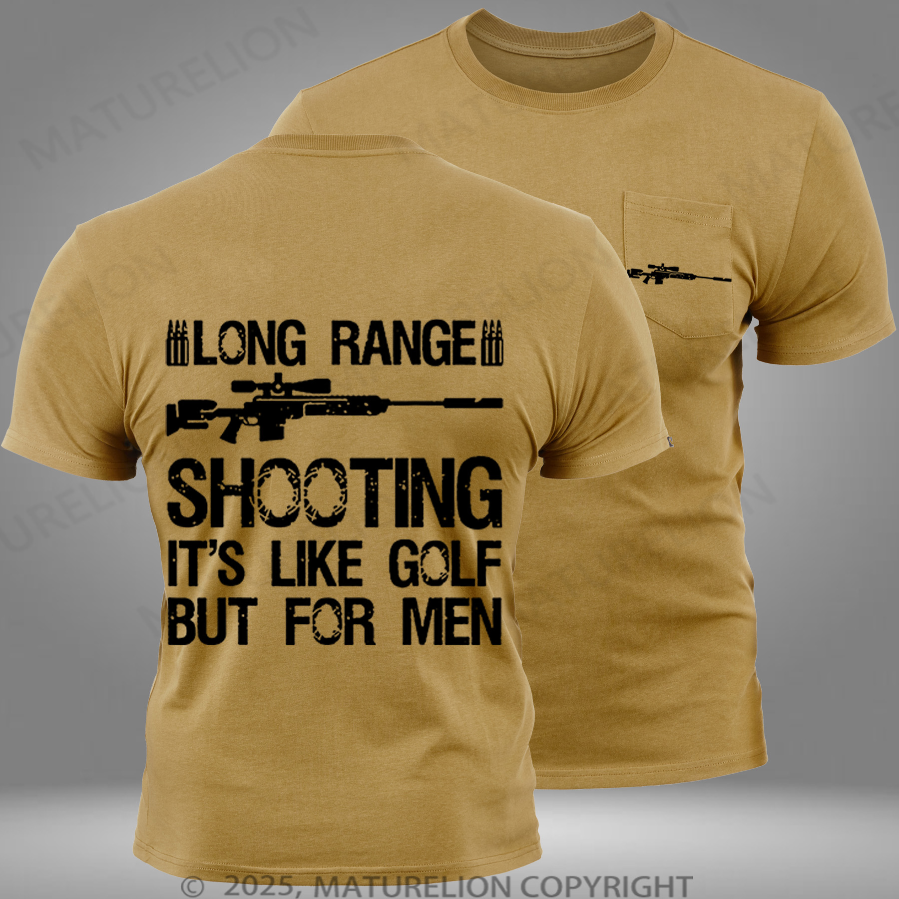 Maturelion Long Range Shooting It's Like Golf But For Men Pocket T-Shirt