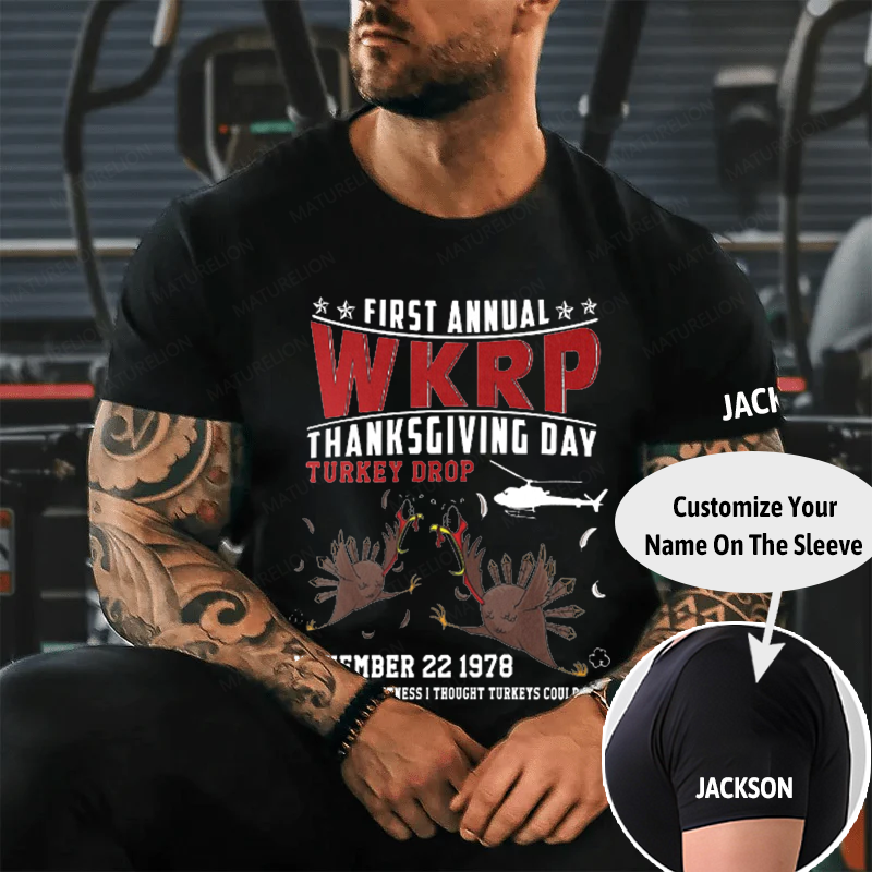 Maturelion Men's T-Shirt First Annual WKRP Thanksgiving Cotton T-Shirt