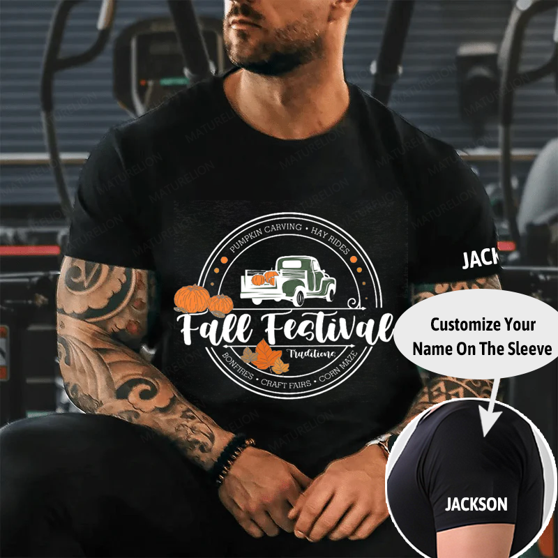 Maturelion Men's T-Shirt Retro Pumpkin Thanksgiving Festival Fall Cotton T-Shirt