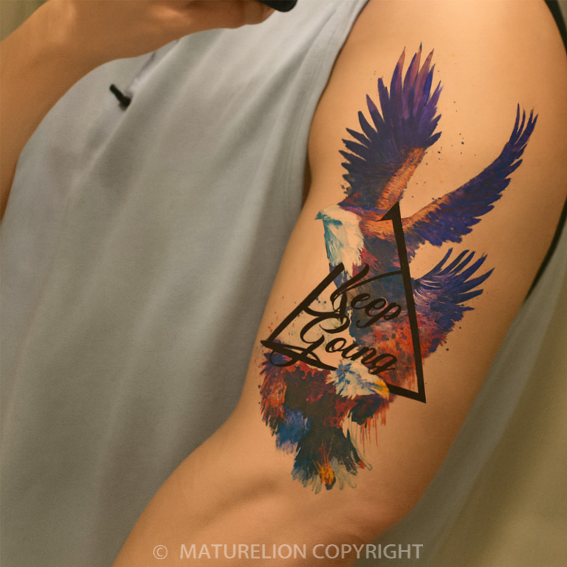 Maturelion Lion, Tiger, Wolf, Eagle Designs, Large Arm Fake Tattoos