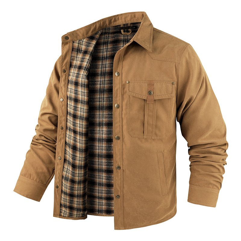 Maturelion Men's Shirt Jacket Hollywood Marine Flannel Shirt Jacket