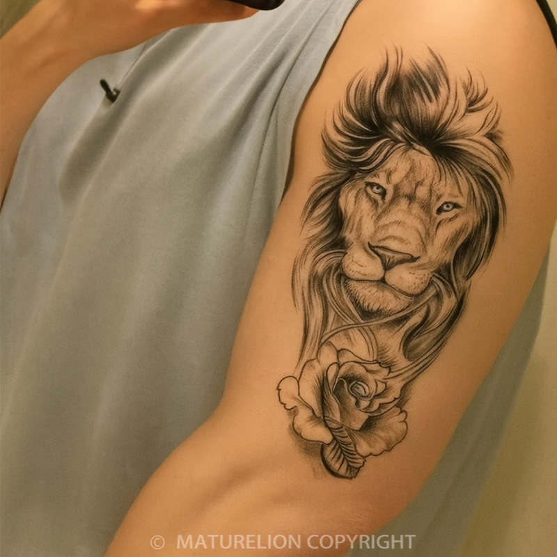 Maturelion Lion, Tiger, Wolf, Eagle Designs, Large Arm Fake Tattoos