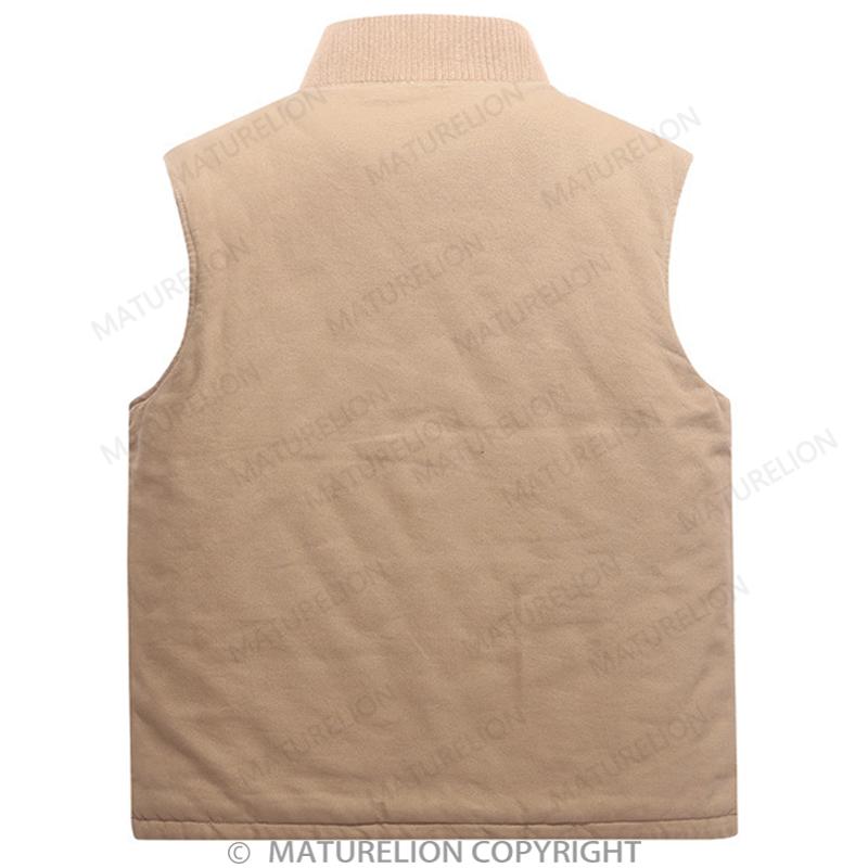 Maturelion Men’s Classic Khaki Thick Cotton Padded Vest
