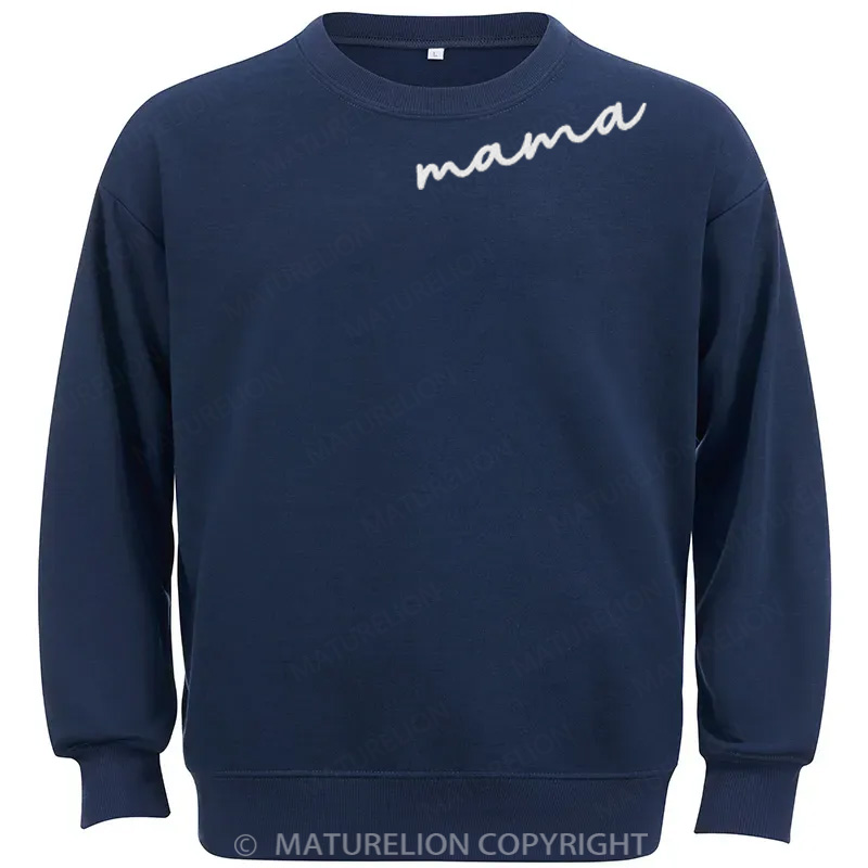 Maturelion Custom Mama Sweatshirt with Kid Name on Sleeve Cotton Sweatshirt