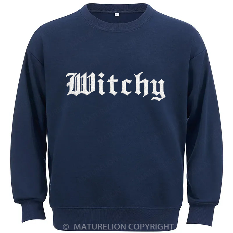 Maturelion Witchy Halloween Sweatshirt Cotton Sweatshirt
