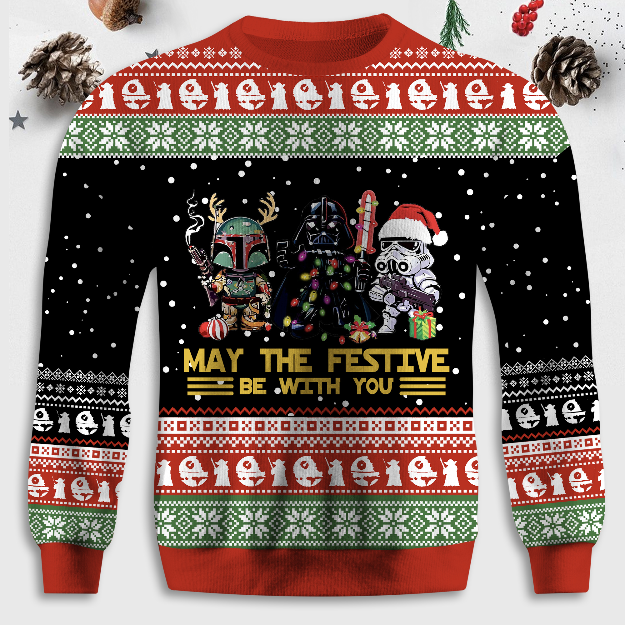 Maturelion Festive Be with You Funny Christmas Ugly Sweater