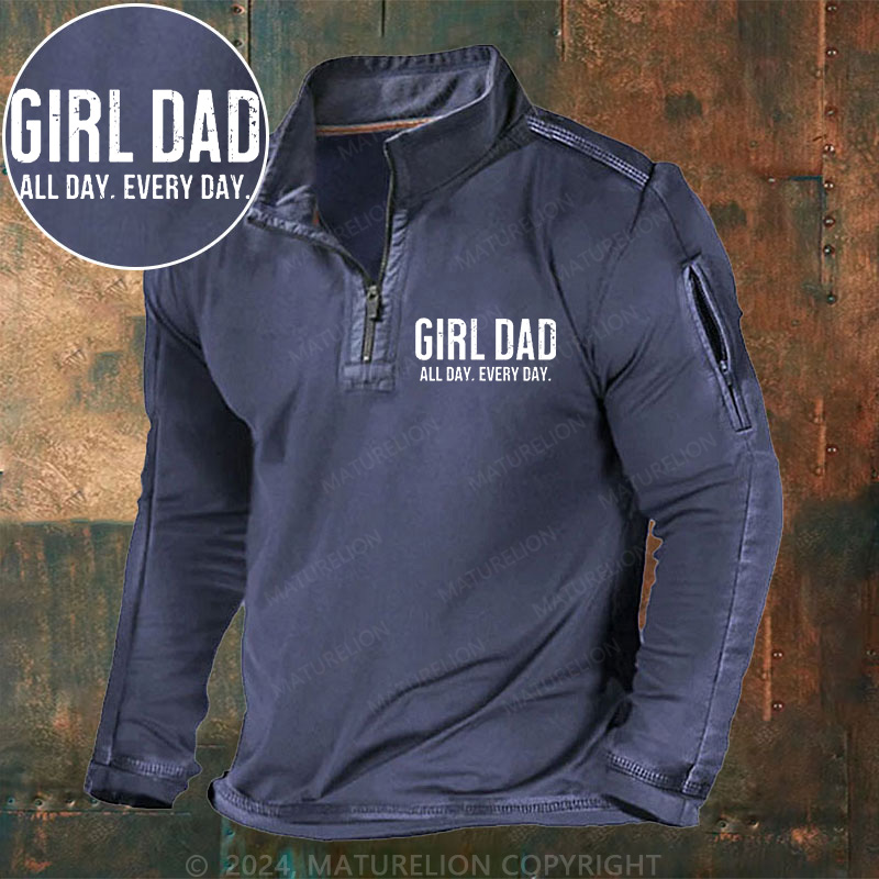 Maturelion Men's Henley Shirt Girl Dad Officially Outnumbered Henley Shirt