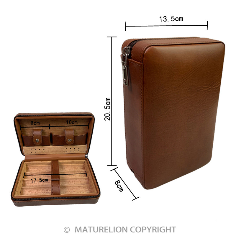 Maturelion Engraved Portable Cedar Wood Cigar Humidor Box