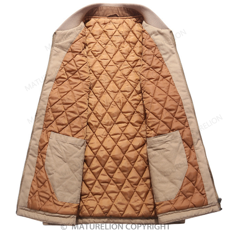 Maturelion Men’s Classic Khaki Thick Cotton Padded Vest