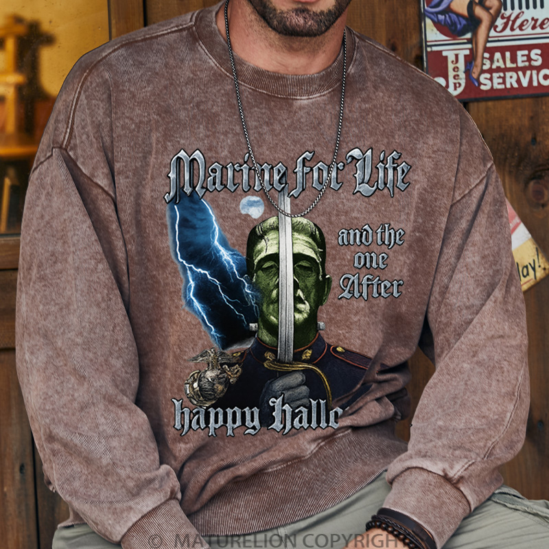 Maturelion Men's Sweatshirt HALLOWEEN Washed Sweatshirts