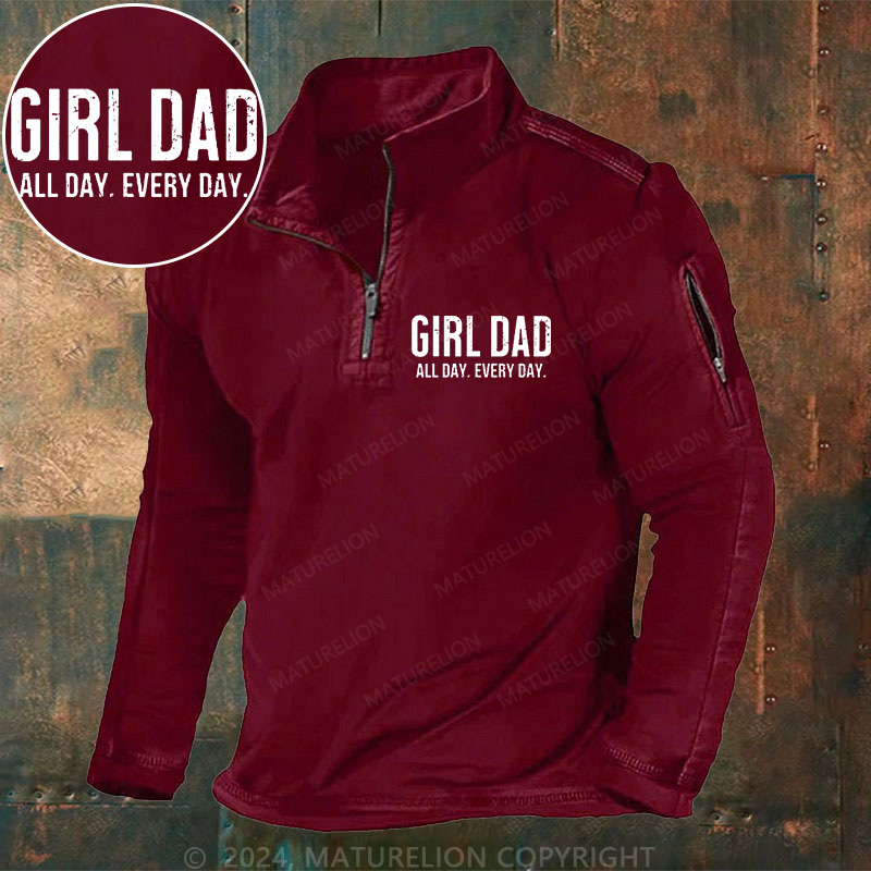 Maturelion Men's Henley Shirt Girl Dad Officially Outnumbered Henley Shirt