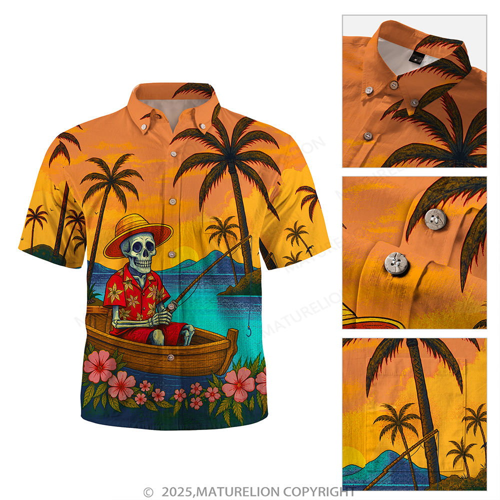 Maturelion Christmas Hawaiian Shirt Red Black Plaid Santa Hawaiian Shirt