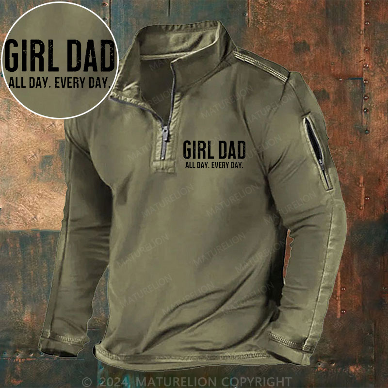 Maturelion Men's Henley Shirt Girl Dad Officially Outnumbered Henley Shirt