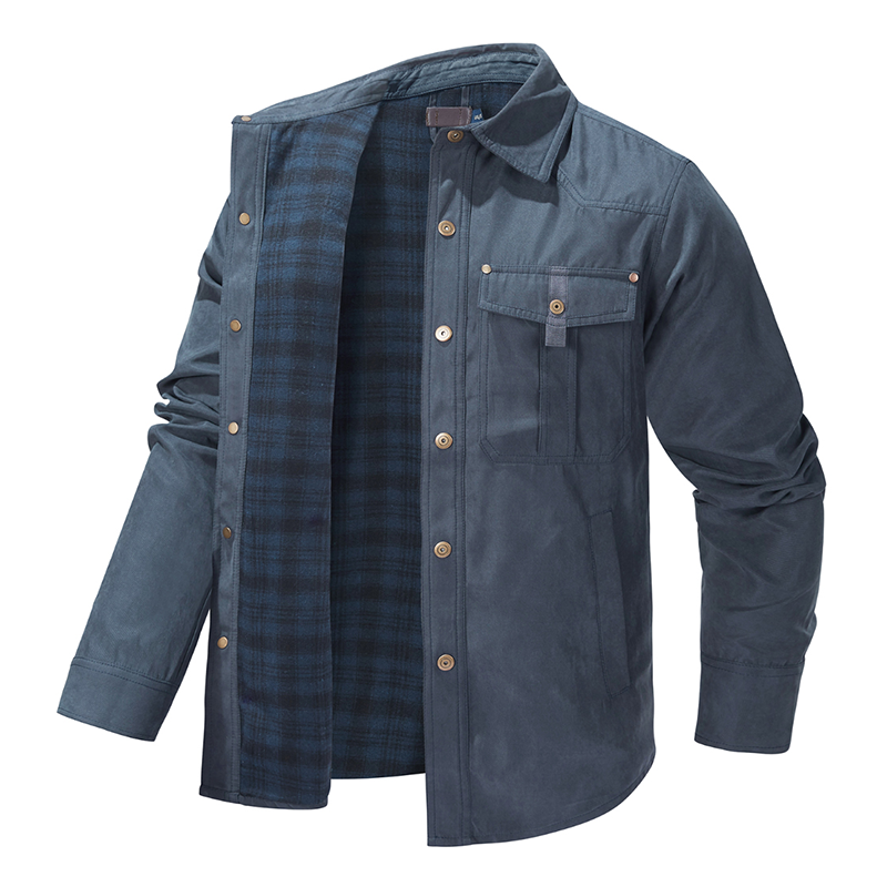 Maturelion Men's Shirt Jacket Hollywood Marine Flannel Shirt Jacket