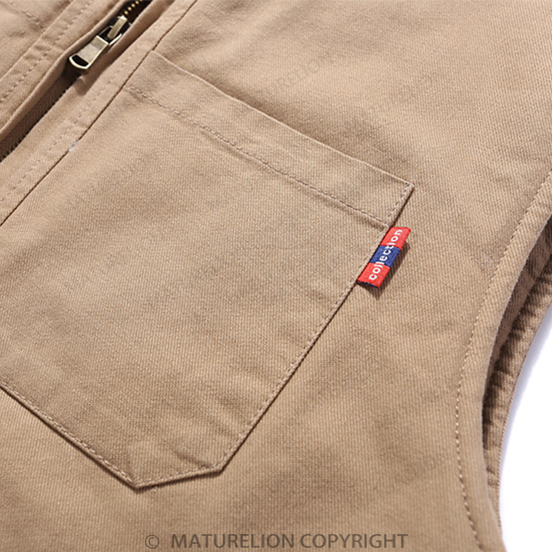 Maturelion Men’s Classic Khaki Thick Cotton Padded Vest