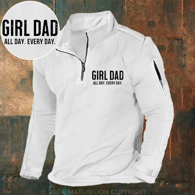 Maturelion Men's Henley Shirt Girl Dad Officially Outnumbered Henley Shirt