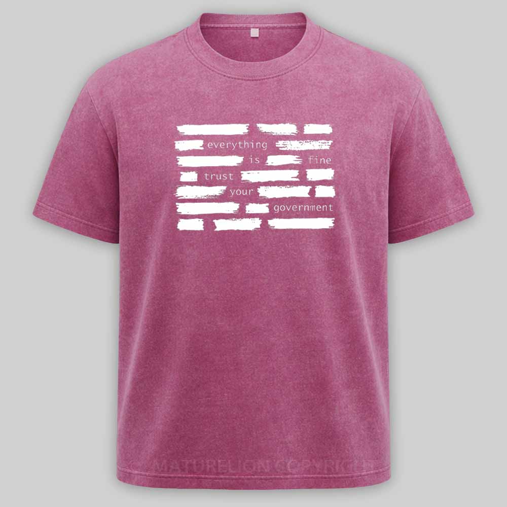Maturelion Everything Is Fine Trust Your Government Washed T-shirt