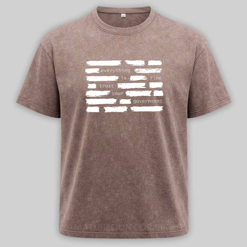 Maturelion Everything Is Fine Trust Your Government Washed T-shirt