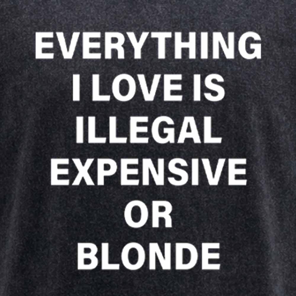 Maturelion Everything I Love Is Illegal Expensive Or Blonde Washed T-shirt