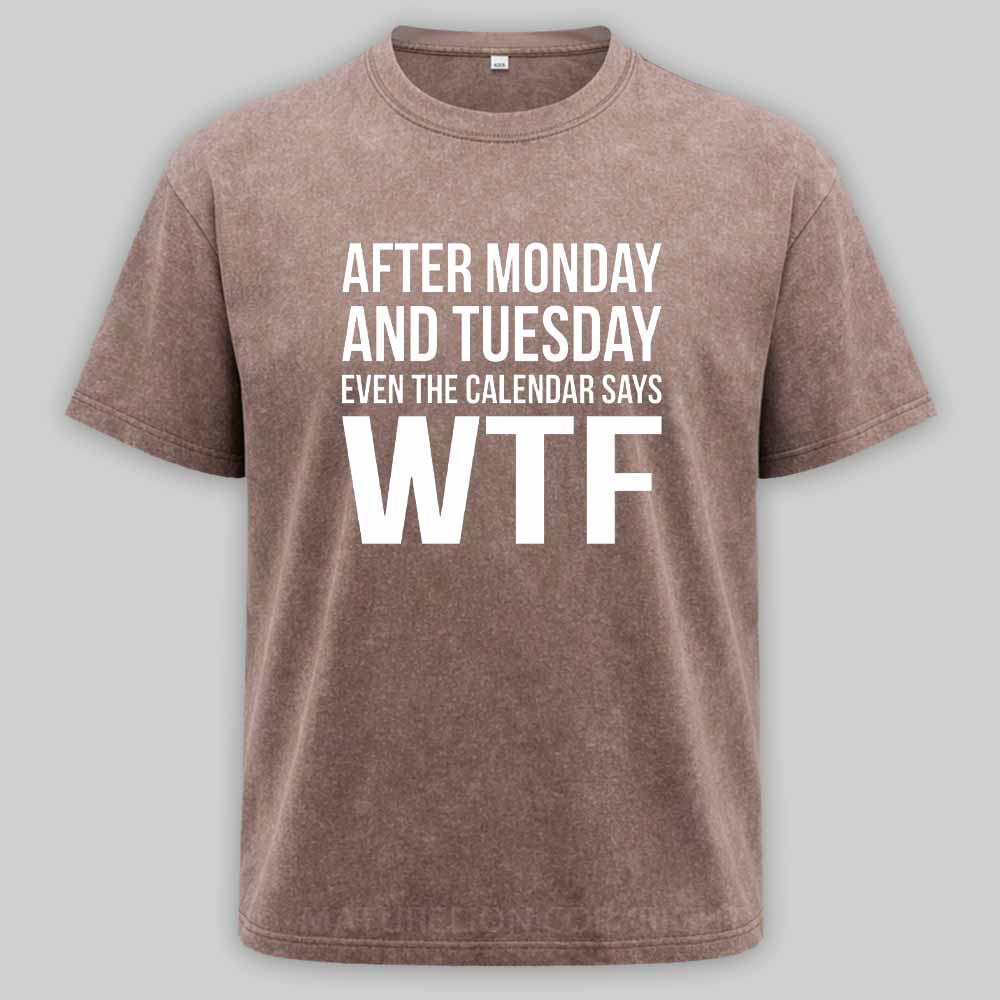 Maturelion Monday Tuesday WTF Washed T-shirt