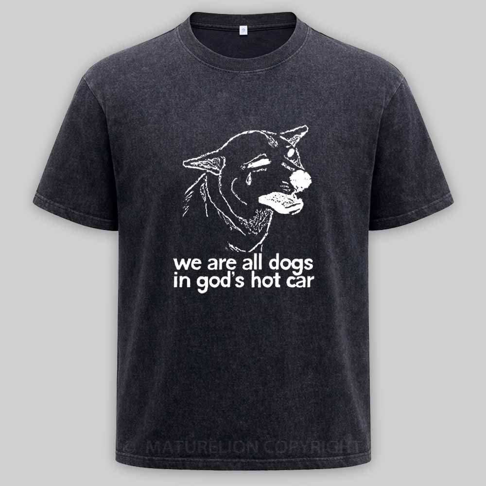 Maturelion We Are All Dogs In God's Hot Car Washed T-shirt