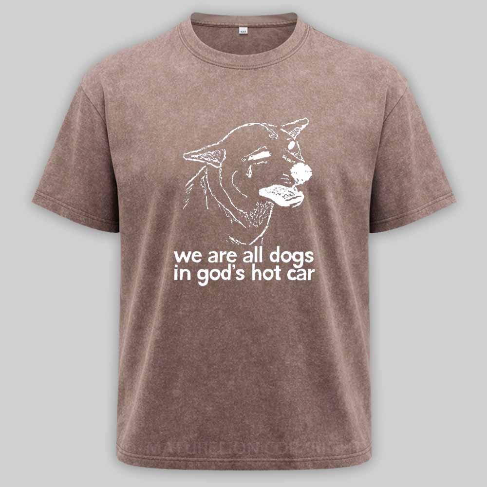 Maturelion We Are All Dogs In God's Hot Car Washed T-shirt