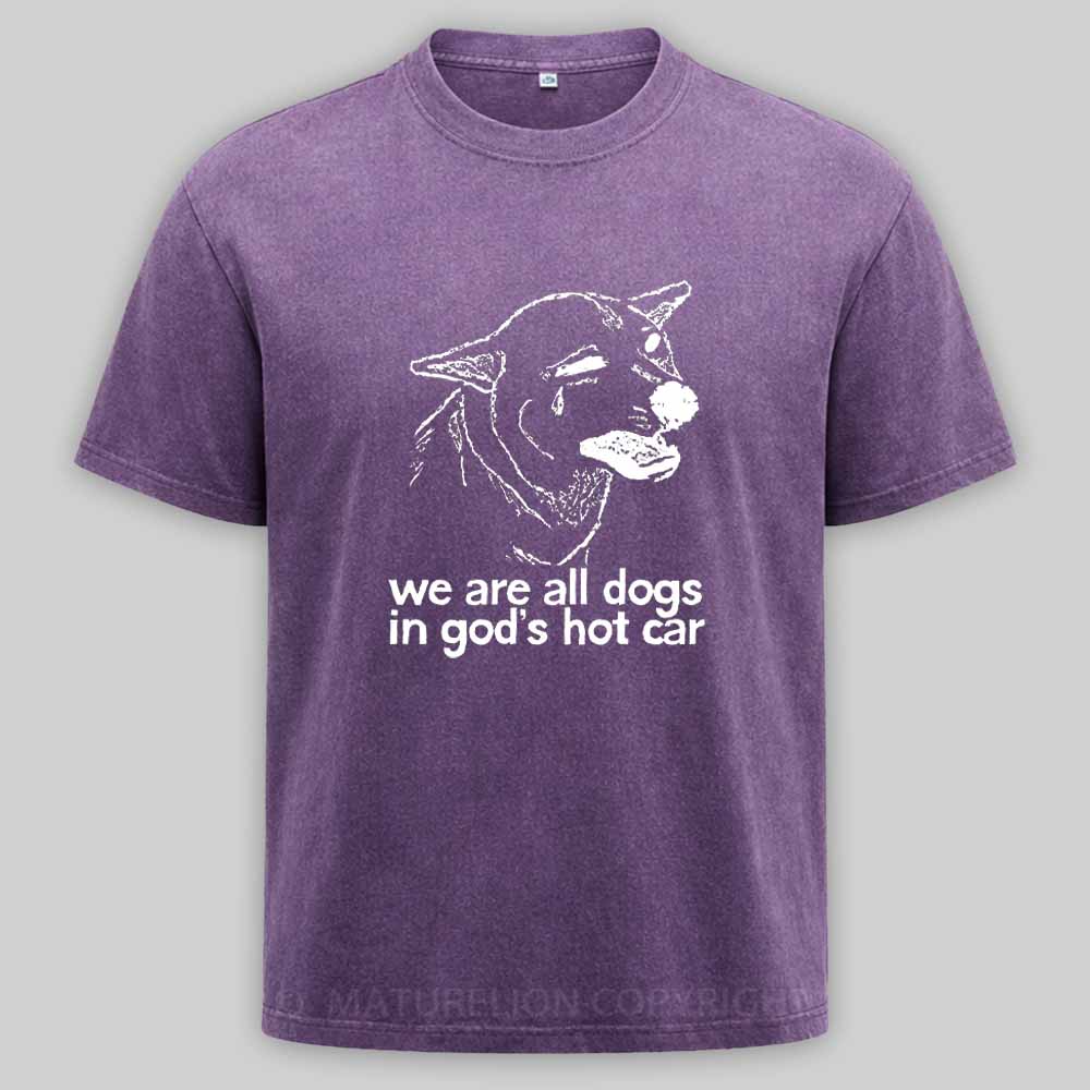 Maturelion We Are All Dogs In God's Hot Car Washed T-shirt