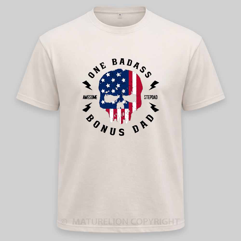 Maturelion One Badass Bonus Dad Washed T-shirt